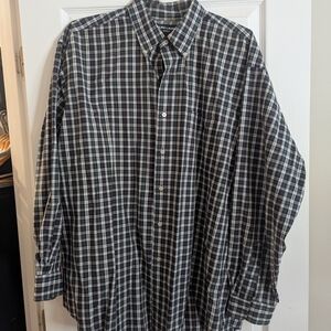 Men's Black and White Plaid Shirt